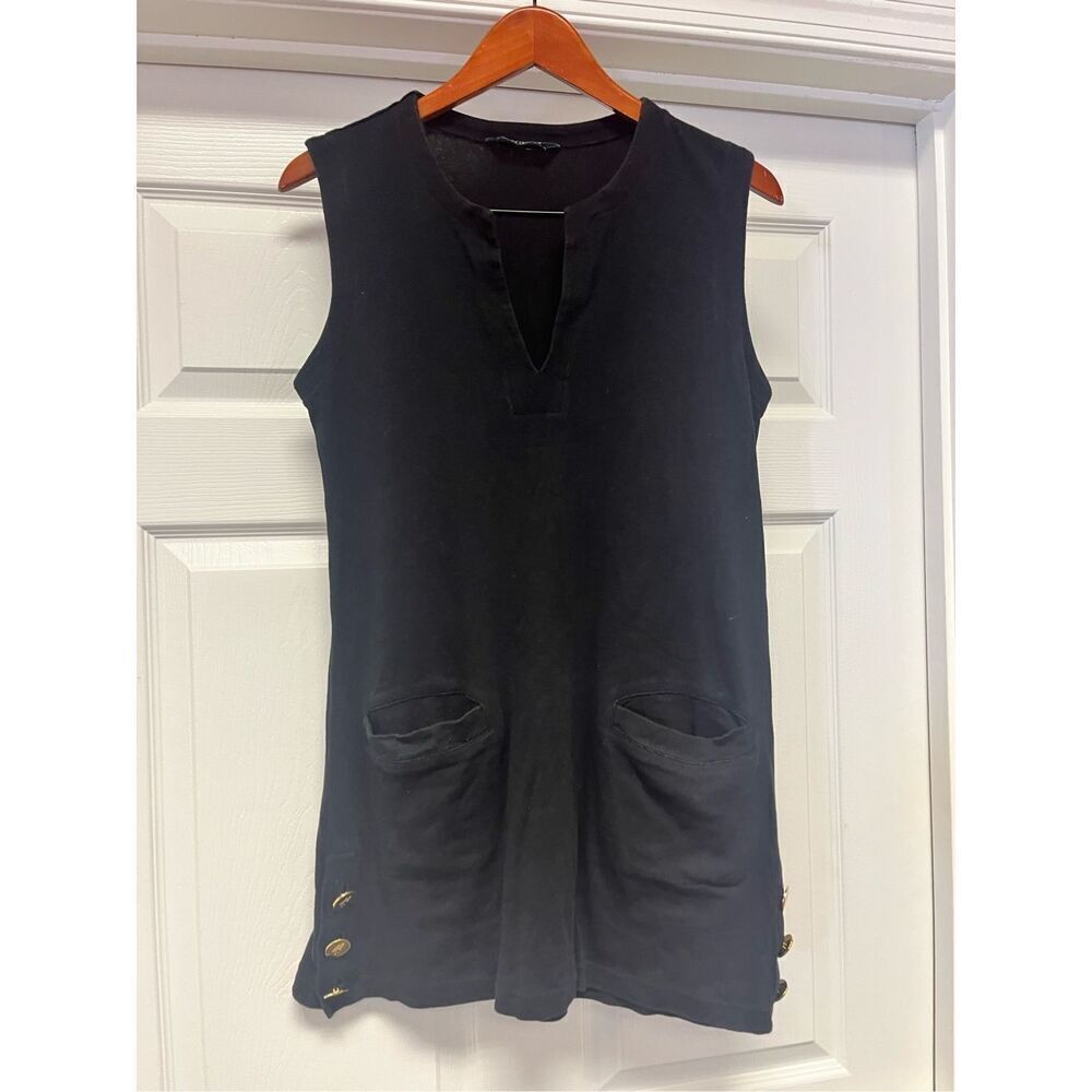 Lauren Ralph Lauren Black Sleeveless Notch Neck Jersey Mini Dress sz L
